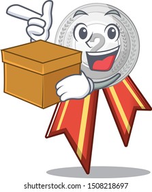 With box silver medal isolated with the character