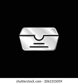 Icono metálico plateado de caja