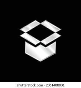 Icono metálico plateado de caja
