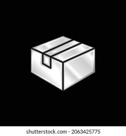 Icono metálico plateado de caja