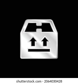 Icono metálico plateado de caja