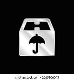 Icono metálico plateado de caja