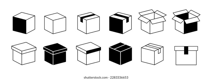 Box simple icon collection. Box in flat style. Carton box icons. Delivery icon. Vector illustration 10 eps.