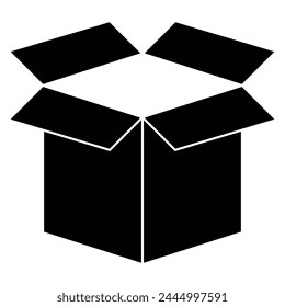 Box simple icon. Box in flat style. Paper, Carton, Cardboard box symbol. Delivery icon. Black silhouette. Vector illustration.