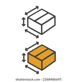 Box size, vector, icon, illustration.