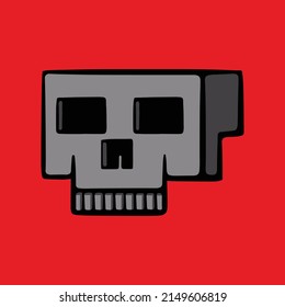 Box skull cartoon vector illustration