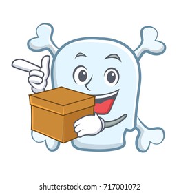 With box skull character cartoon style