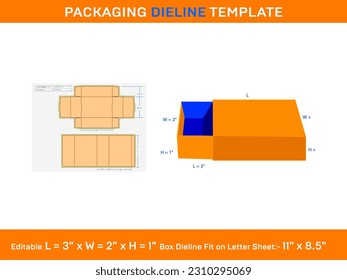 Box Sleeves, Dieline Template, 3 x 2 x 1 inch