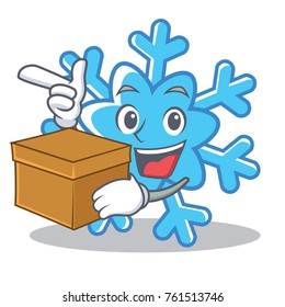 With box snowflake character cartoon style