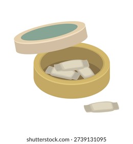 Box of snus with portion pouches - hand drawn isometric vector illustration.