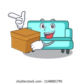 With box sofa character cartoon style