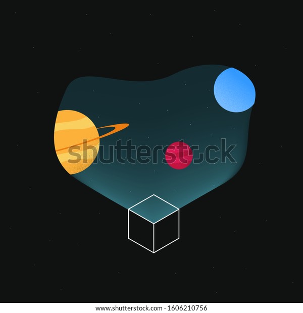 Box of space concept art\
design.The magic box have space inside with star.Vector\
illustration EPS.10