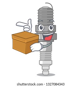 With box spark plug in a cartoon box