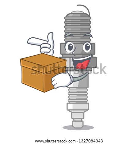 With box spark plug in a cartoon box