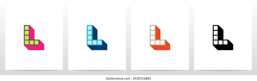 Box Square Outline Drop Shadow 3D Initial Letter Logo Design L