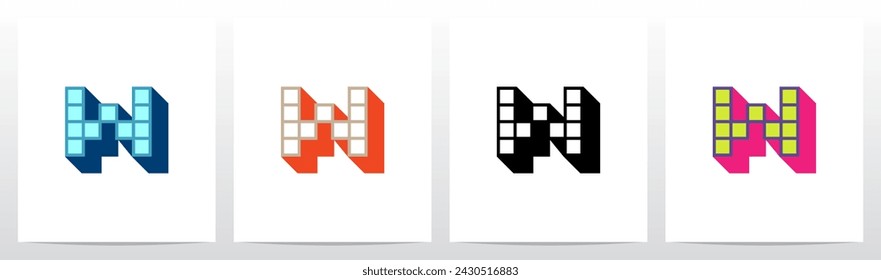 Box Square Outline Drop Shadow 3D Initial Letter Logo Design W