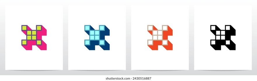 Box Square Outline Drop Shadow 3D Initial Letter Logo Design X