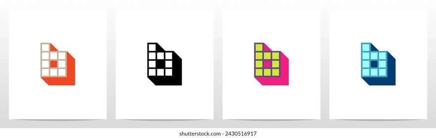Box Square Outline Drop Shadow 3D Initial Letter Logo Design B