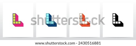 Box Square Outline Drop Shadow 3D Initial Letter Logo Design L