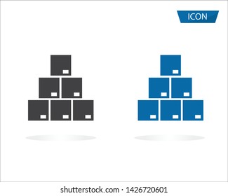 Box stack. Pile of cardboard boxes. Thin line simple icon vector icon isolated on white background.