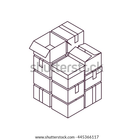 Box Stack Pile Cardboard Boxes Thin Stock Vector (Royalty Free ...