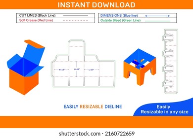 Box with stand dieline template 