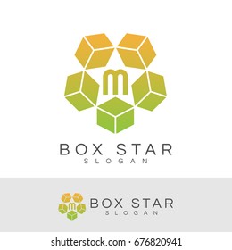 box star initial Letter M Logo design
