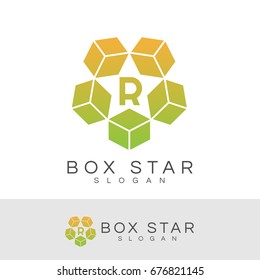 box star initial Letter R Logo design