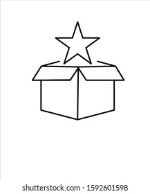box with star line icon,vector best line icon.