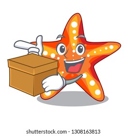 With box starfish in the cartoon shape funny