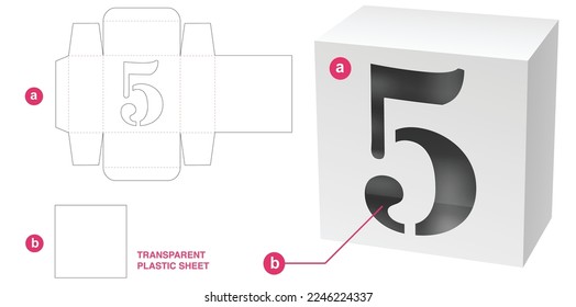 Kasten mit 5-stelligen Buchstaben-Fenster, die Schnittvorlage