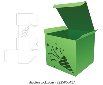 Caja con plantilla de corte de papel de confeti estampado y maquillaje 3D