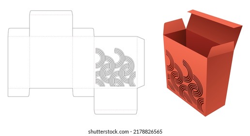 Caja con plantilla de corte de taladro curvo estampado y mockup 3D