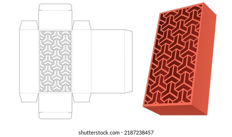 Caja con plantilla de corte de la ventana de patrón japonesa con estampado y maquillaje 3D