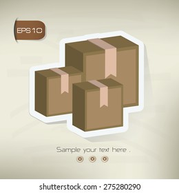 Box sticker design on old background,vector