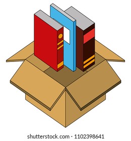 box storage with books isometric image