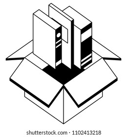 box storage with books isometric image