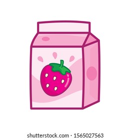 Box of strawberry flavour milk vector illustration isolated on white background