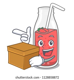 With box strawberry smoothie character cartoon