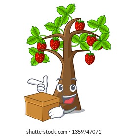 With box strawberry tree in the mascot pots