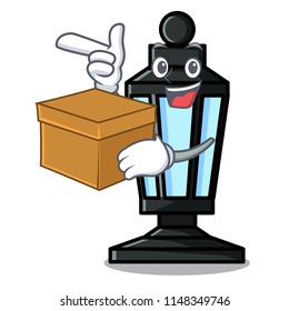 With box street lamp character cartoon