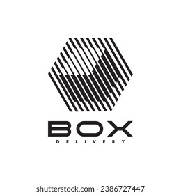 Inspiración del logotipo del patrón de franja de caja