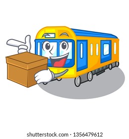 With box subway train toys in shape mascot