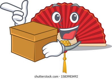 With box Super Funny chinese folding fan cartoon character style