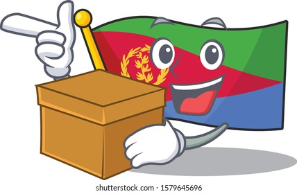 With box Super Funny flag eritrea cartoon character style