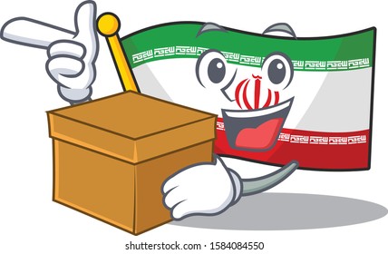 With box Super Funny flag iran cartoon character style