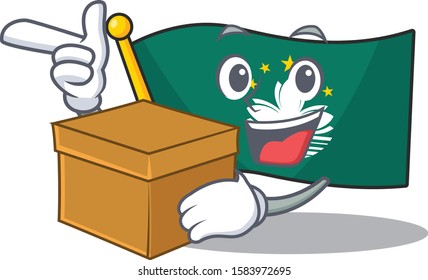 With box Super Funny flag macau cartoon character style