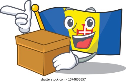 With box Super Funny flag madeira cartoon character style