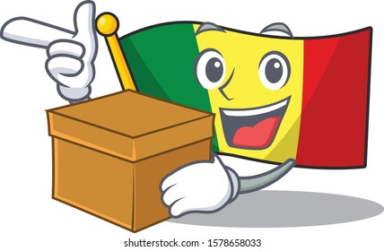 With box Super Funny flag mali cartoon character style