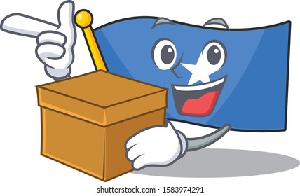 With box Super Funny flag somalia cartoon character style